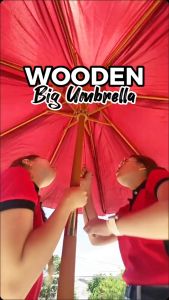 Wooden Beach Umbrella Outdoor 2.3m Dia x 2.40m Height (Ivory WhiteBlueGreen and Maroon) Great for Summer