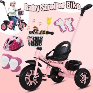 Bike for Kids 2 Modes Stroller Bike Trolley Baby 3 Wheels Childrens Tricycles with Push Handle