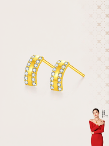 New Chinese Style Simple Curved 24K Gold Earrings