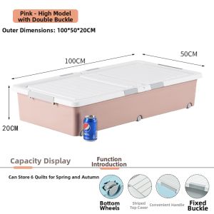 TIANSHU | Underbed Storage Box with Wheels Drawer-style Flat