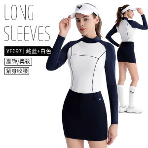 PGM Golf Clothing Womens Short Skirt Tight Fit Waist Long Sleeve T-Shirt Sports Set Yoga Fitness Fans Supplies