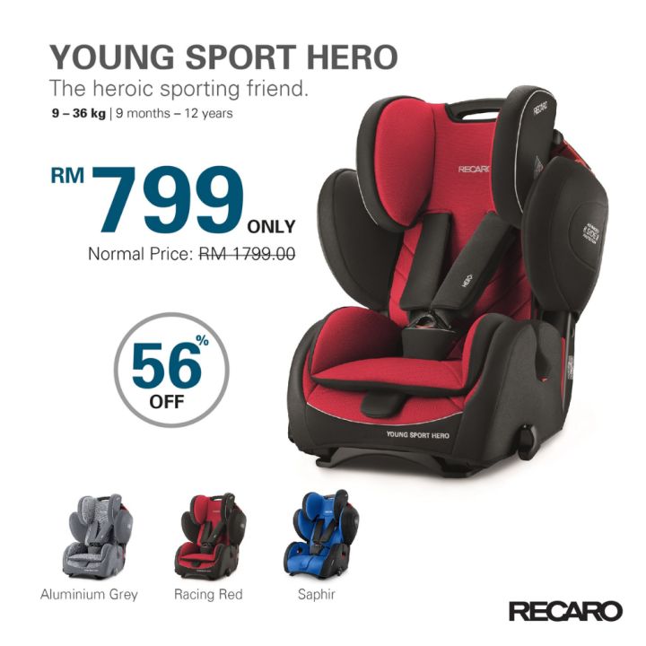 【PREMIUM RETAILER】 Recaro Young Sport Hero Car Seat 9–36 kg (9months ...