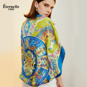 French Eternal 100% Mulberry Silk Scarf Womens Summer Sunscreen Beach Multi-Functional Shawl Scarf Neck Warmer Animal Print