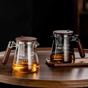 Elegant Teapot All-Glass Stainless Steel Liner Side Handle Walnut Tea Water Separation Tea Cup For Home Elegant Cup