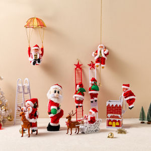 Đồ Chơi Ông Già Noel Điện Tử Leo Ống Khói Trang Trí Giáng Sinh Kèm Hạt Cườm Thang Đồ Trang Trí Treo Giáng Sinh Quà Tặng