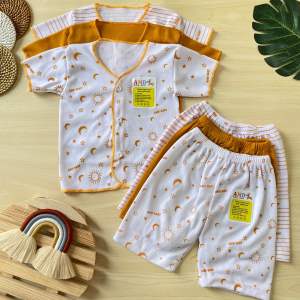 6 PCS / 3 STEL Baju Bayi LENGAN PENDEK + CELANA PENDEK 0-3 Bulan Bayi Baru Lahir Baju Bayi Setelan NEW Born