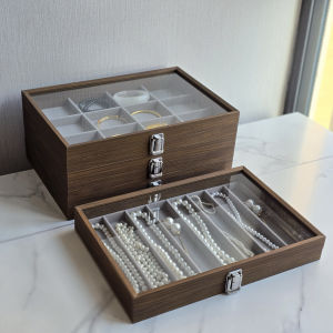 Hộp Đựng Trang Sức Gỗ Cao Cấp Dung Tích Lớn Trưng Bày Vòng Tay Kẹp Tai Hộp Đựng Trang Sức Lưu Trữ Trang Trí Nhà Cửa Phong Cách Bắc Âu
