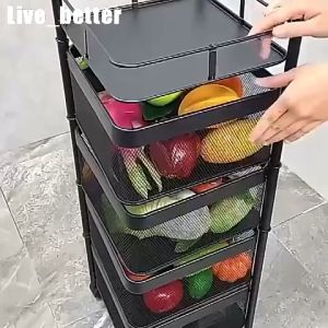 Rotating Trolley Rack Stainless Steel Multifunctional Spice Rack Storage Organizer Rotating Rack Spice Rack Kitchen Rack/O18