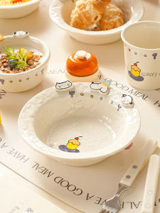 Đĩa Đựng Cơm Trang Trí Bằng Gốm Sứ Chịu Nhiệt Độ Cao Đĩa Đựng Sữa Chua Đĩa Đựng Salad Đồ Dùng Ăn Uống Dễ Thương Quà Tặng Sinh Nhật