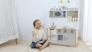 Big Wooden Japanese Kitchen Set Toy For Kids For Girl Sound&Light Simulation Kitchen Kitchen Toys