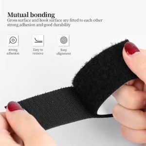Black Velcro Tape with Adhesive Backing 2-5cm Heavy Duty Sticky Hook And Loop Fastener for Home Decor DIY Crafts Car Organizer