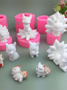 Handmade Silicone Candle Mold for DIY Aromatherapy Wax Burning Decorative Nine-Tailed Fox Design Kitchen Baking Utensil