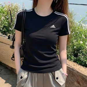 adidas | Summer New Black Round Collar Pure Cotton Casual Sport Tee