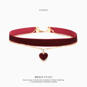 Coacc | Original Design Choker Wine Red Heart Short Necklace Necklace Gift Necklace Choker