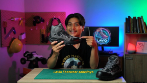 Lavio Booster Safety Boots Pria - Anti Licin Nilon Desain Grafis Warna Cokelat/Maroon/Hitam