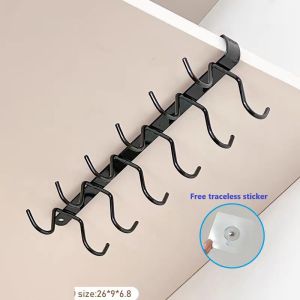 12 Hooks Kitchen Organizer Rack for CupUtensilsHats Double Row No Drill Over Door Hooks Durable Iron Drying Rack Hat Organizer