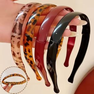 4Pcs New Foldable Leopard Print Hairband Keeps Stray Hair in Place High Cranial Vault Non-Slip Washing Face Hair Taming Headband Hair Clip