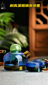 Creative Color Blocking Heat-resistant Glass Tea Separation Filter Small Bubble Teapot Household Electric Boiling Teapot Gift