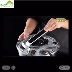 CHẬU QUAY VẮT RAU THOÁT NƯỚC NHANH TRỘN SALAT ĐA CHỨC NĂNG BẰNG THÉP KHÔNG GỈ "BAHAMAR" Thiết kế máy ép có thể tăng tốc độ tắt máy tiết kiệm thời gian và công sức sấy khô trong 7 giây. thao tác thuận tiện bằng một tay.