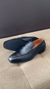Bruno Black - Sepatu Kulit Formal Pantofel Penny Loafer Slip On