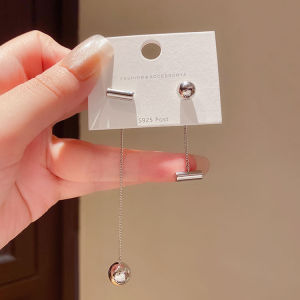 Asymmetric Geometric Ball Earrings Womens Long Metal Cold Style Fashion New 2025 Trendy Jewelry Accessories Fresh out