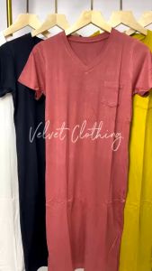 Dress Vneck Bodycon Polos Wanita / Midi Dress Bodycon wanita / Slim Dress Polos 6014