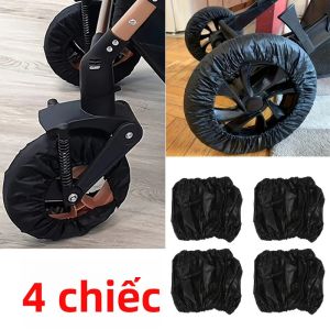 4 Chiếc Màu Đen Xe Đẩy Che Bánh Xe Chống Bụi Thiết Kế Xù Lông Dễ Dàng Làm Sạch Polyester Cho Gia Đình Sử Dụng Ngoài Trời Phụ Kiện Xe Đẩy