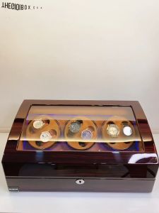 Tủ Hộp Đồng Hồ Cơ Chính Hãng ACBOW 6 Xoay + 7 Tĩnh - Vân Gỗ Nỉ Nhung Nâu - BH 12 Tháng - Chính Hãng