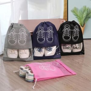 ถุงใส่รองเท้าหูรูด ถุงเก็บรองเท้า 32x44 cm เทา ดำ, ชมพู, พกพาง่ายสะดวกและเป็นระเบียบ สามารถป้องกันน้ำและฝุ่นได้