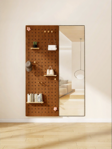 BEIQIVI | Wooden Holes-style Dressing Mirror Shoe Rack Entryway Organizer Foldable