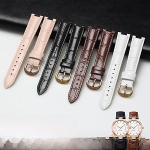 GANG JUE | Hong Kong Knight Rossini Womens Leather Watchband 616764 Waterproof 5758 5762 Groove Interface Medium Thickness Mat Finish