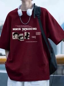 Summer New Style Retro American Cotton Short Sleeve T-Shirt for Men Youth Fashion Breathable Comfortable round Neck Top