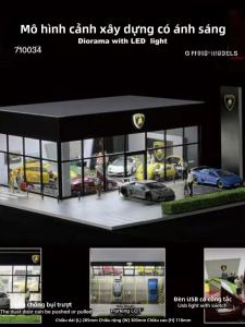 GFans1:64 Micro Model Scenery Nhà Ga Có Đèn LED Phù Hợp Với Bãi Đậu Xe Tiêu Chuẩn 1/64 Bộ Sưu Tập Mô Hình Xe Hơi