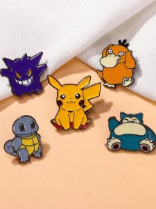 5 Pcs cute cartoon creative personality pocket monsters Badge Animated character Enamel brooch Mens and womens Bag Accessories