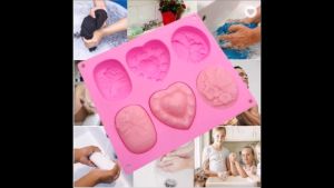 Custom Silicone Cake Mold 6 Cavity Hand Bar Handmade Making Soap Mold DIY Handmade Craft Mix Patterns 3D Nonstick Easy Release Personalized Soap Moulds Soap Baking Molds