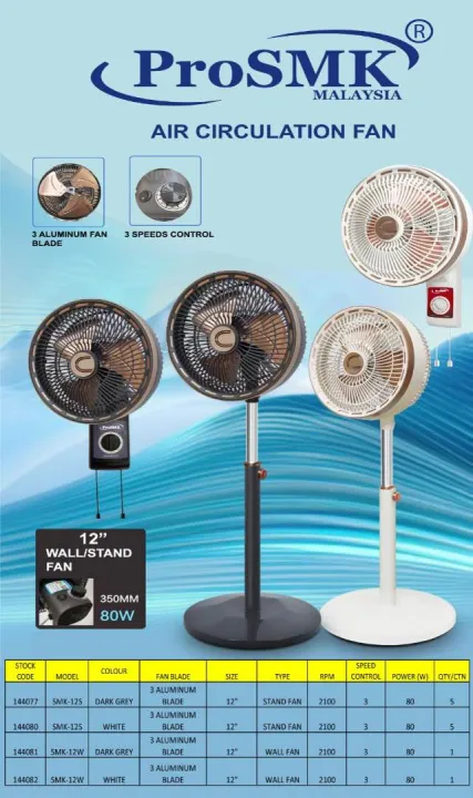 ProSMK FS-30S 12” AIR CIRCULATION STAND FAN