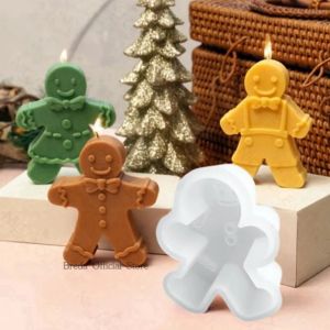 3D Smile Gingerbread Man Silicone Candle Mold DIY Christmas Gift Making Tools Handmade Soap Gypsum Resin Crafts Molds Home Decor