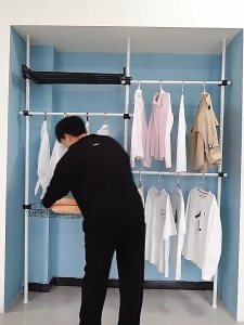 ORANGE ราวตากผ้า DIY คอนโด ราวตากผ้า โลหะ ยืดหดได้ พับเก็บได้ แขวนเสื้อ แบบตั้ง ตากผ้าในร่ม ไม่ต้องเจาะเพดาน