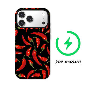 Black Red Chili Pepper Phone Case for iPhone 18 17 16 15 14 13 12 11 Air Pro Max Plus Double-layer Cover