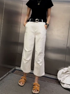 High Waist Straight Leg Thin Denim Pants for Pear Shaped Women Summer plus Size Loose Slimming Nine Point Wide Leg Jeans