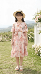 Kids Dress for Girls Floral Chiffon Princess Dress Summer Birthday Party Wedding Holiday Beach Dresses 5-12Y