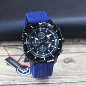 Jam tangan Pria Berocco B01 tali rubber /silicon tanggal aktif chrono off analog original