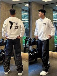 Áo Thun Nam Dài Tay in Họa Tiết Phong Cách Mỹ Mùa Thu Áo Thun Nam Dáng Rộng Thoải Mái Thời Trang Mùa Xuân Mùa Thu Mùa Đông