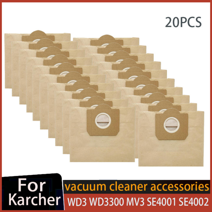 20 Sacchetti Per Karcher WD3 - Compatibili Con Modelli WD3, MV3, SE 4001, A2201 E Altri - Carta Microfiltrazione 2 Strati - 4