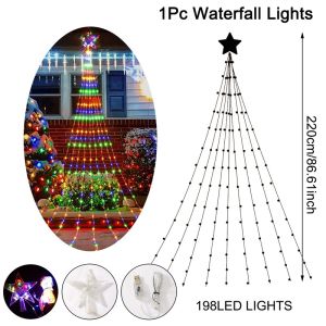 LED Star Waterfall Lights Christmas Decorations String Lights Christmas Tree Ornaments for Home 2025 Navidad Natal New Year 2026
