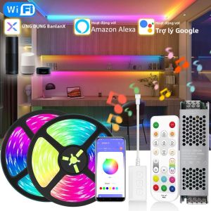 Dải Đèn LED Thông Minh Wifi RGBIC 24V COB WS2811 Dải Đèn Mềm 5M/10M/15M/20M Điều Khiển Bằng Ứng Dụng Điều Khiển Từ Xa Hồng Ngoại Điều Khiển Bằng Giọng Nói Alexa Dành Cho Phòng Khách
