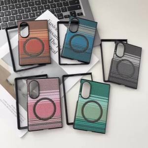 Luxury Fiber Texture Slim Magnetic Case for Samsung Galaxy Z Fold 8 Ultra 7 6 5 4 ZFold 8 Wide Gradient Fabric for Magsafe Cover
