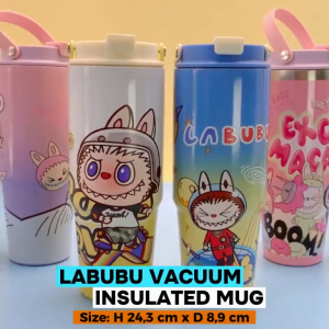 Tumbler Labubu With Handle 890ml Tumbler Aesthetic Viral Labubu Stainless Steel 304 + sedotan -4098