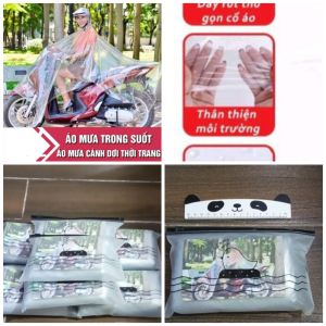 Túi Áo Mưa Cánh Dơi Trong Suốt bỏ cốp xe máy siêu gọn nhẹ(loại 1 mũ)