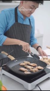 Kanahome - Kuro Grill Pan / Panci Marble Induksi Anti Lengket 28cm